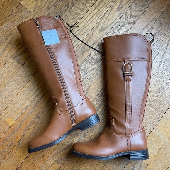 Liz Claiborne Shoes - NEW Liz Claiborne Tall Riding Boots Equestrian Buckle Brown Size 6.5 NWT